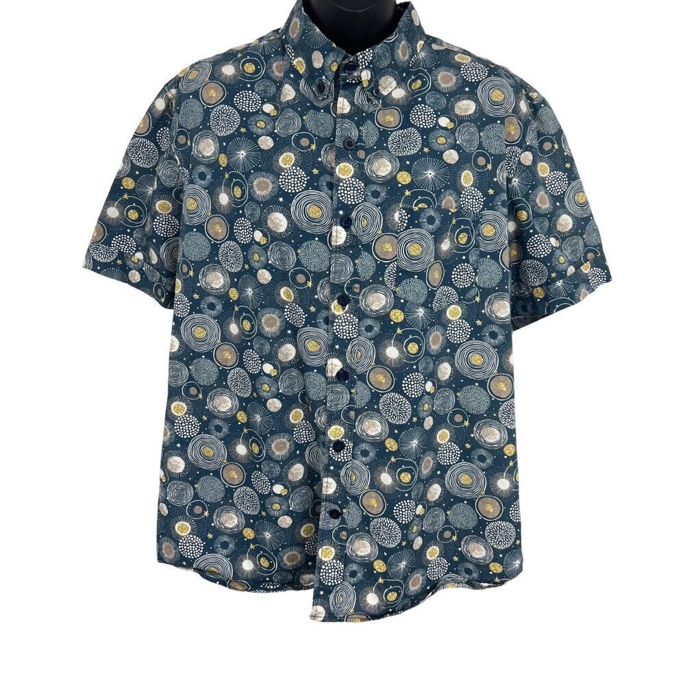 Kennington Mens XL Extra Large Short Sleeve Button Down Shirt Collar Blue EUC